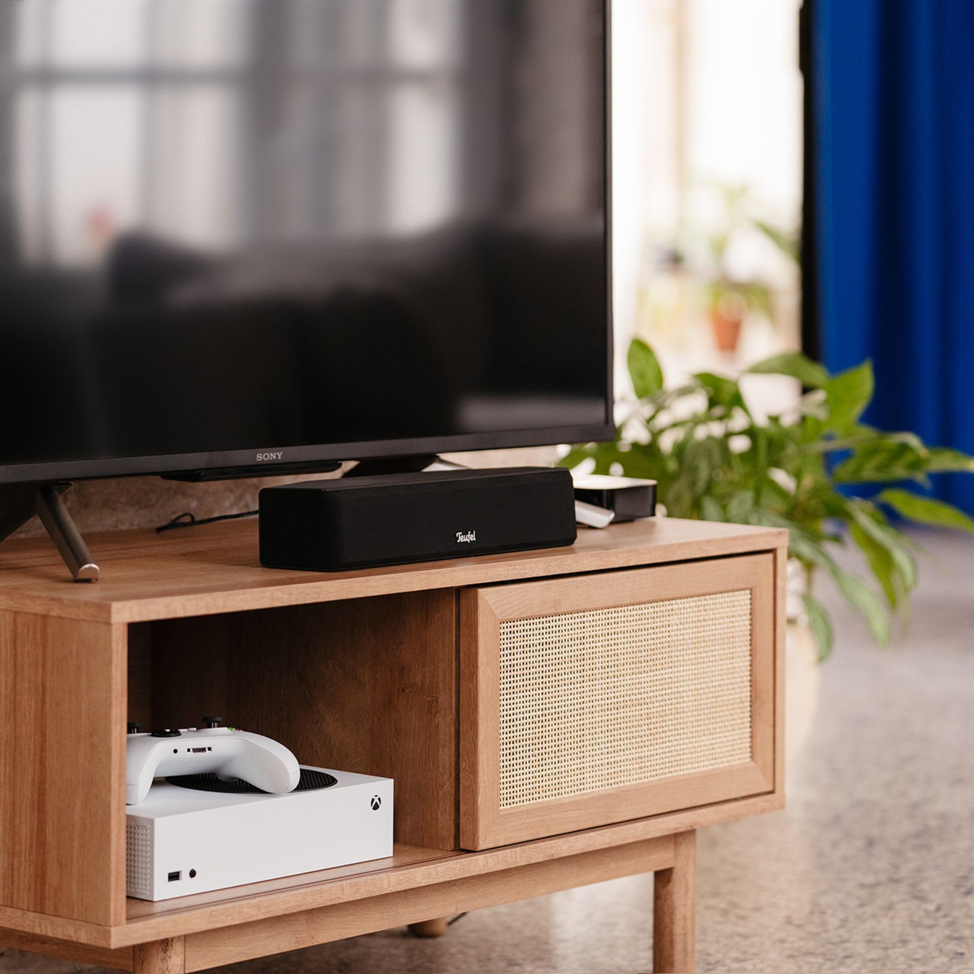 Teufel CINEBAR ONE Soundbar mit Bluetooth, HDMI ARC CEC, AUX, Integrierte USB-Soundkarte, Bassreflex für mitreißenden Sound bei Filmton, Musik und Games (Schwarz)