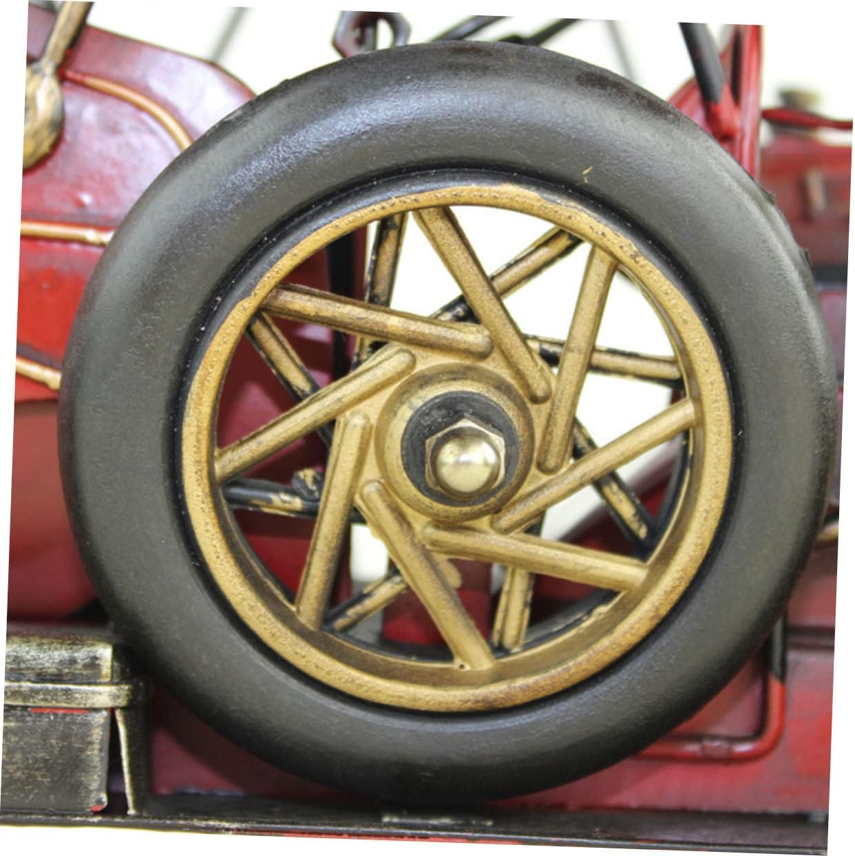 STOBAZA Wrought Iron Classic Car Model Desk Decoration Vintage Style Red Car Ornament for Home Office Decor Unique Art Crafts Collectible
