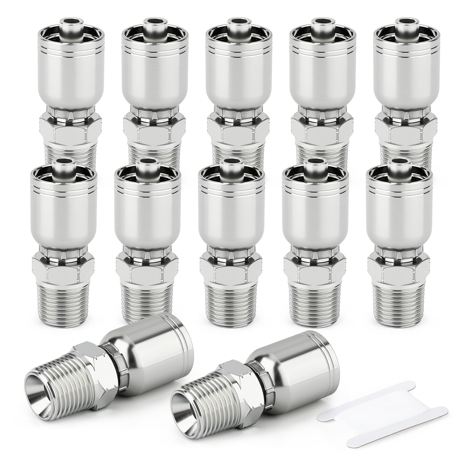 TAISHER 12PCS 3/8"Hose x 1/2" NPT Male Hydraulic Hose Fittings