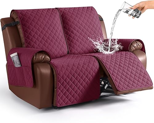 KinCam Funda impermeable para sofá biplaza reclinable, funda antideslizante para sofá reclinable de 2 asientos, funda de sofá reclinable, protector