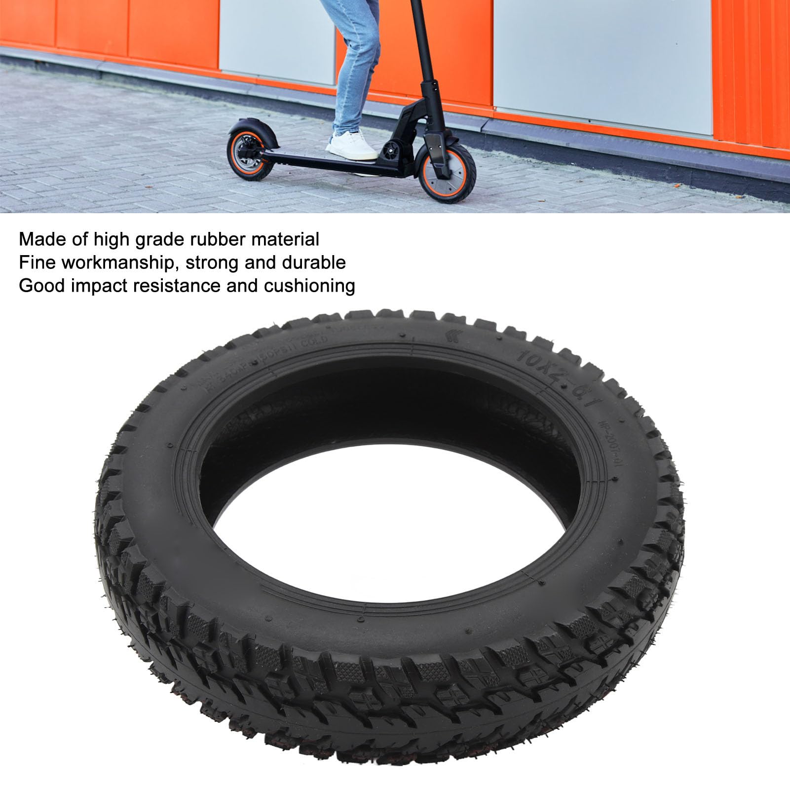 10x2 6.1 Scooter Tire,Solid Tire Electric Scooter Solid Tire Replacement Rubber Electric Scooter Vacuum Tire for Safe Driving