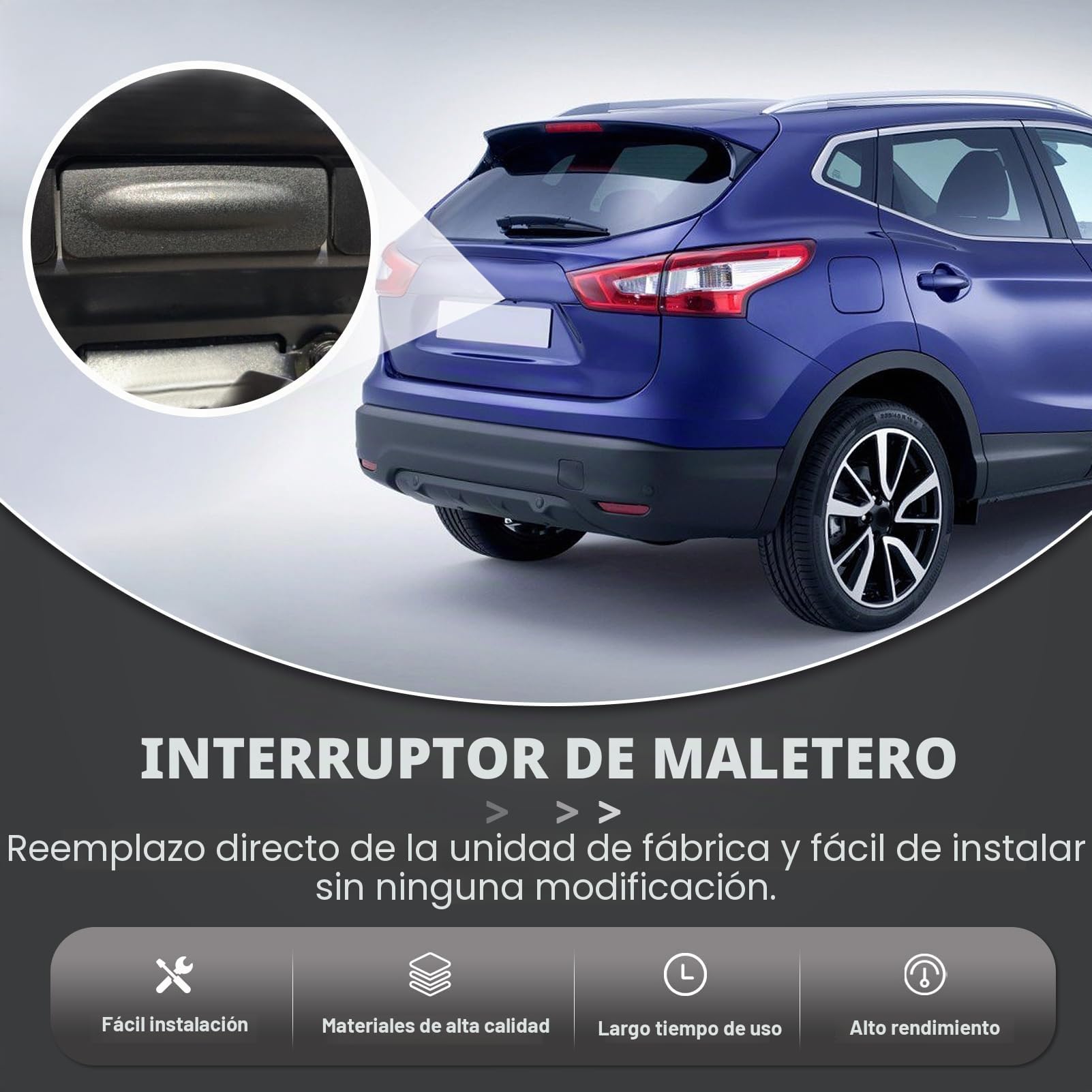 Interruptor de maletero trasero 253804EA0A para Qashqai J11 2013-2023 Botón de baúl Interruptor de apertura de maletero (2 pines)