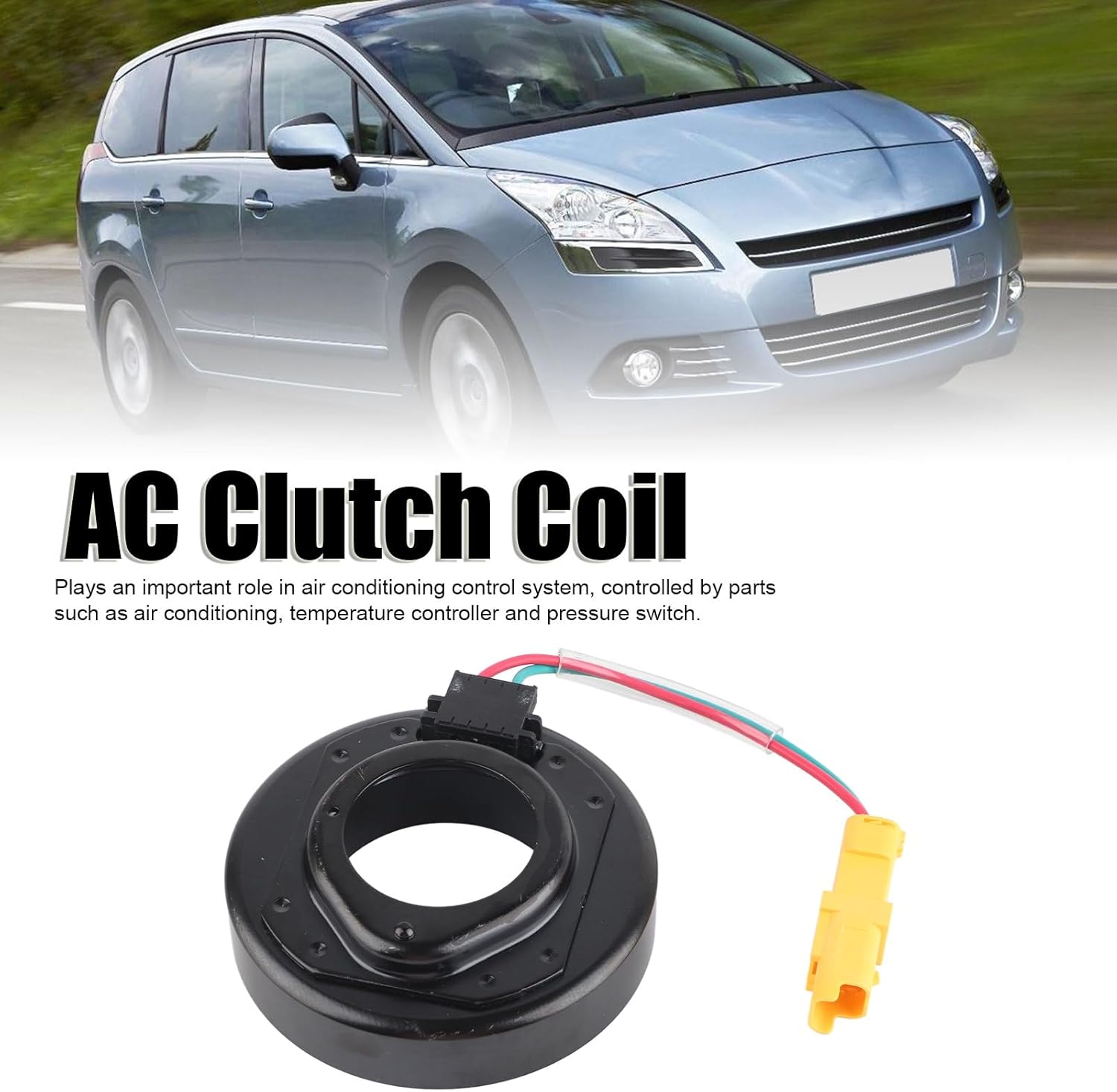 a ir Conditioning Repair Parts, 2 Pin AC Compressor Coil, High Strength AC Coil Replacement for peuget Vehicles Ensure Optimal Cooling Performance