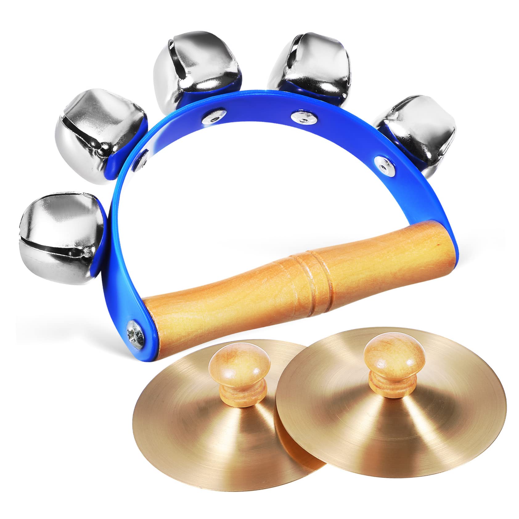 ifundom Early Education Musical Instrument Boys and Girls Sleigh Bell Hand Cymbal Set Hand Bell