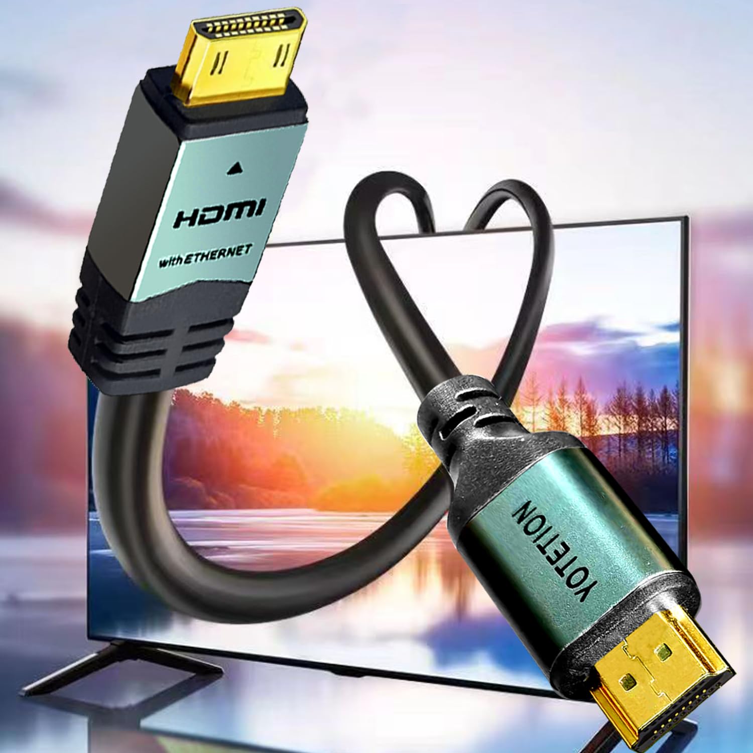Cavo da mini HDMI a HDMI, 18 m, ad alta velocità, da HDMI a Mini HDMI, supporta 3D 4K/30Hz 1080p 720p, compatibile con fotocamera, videocamera, tablet e scheda grafica/video, laptop