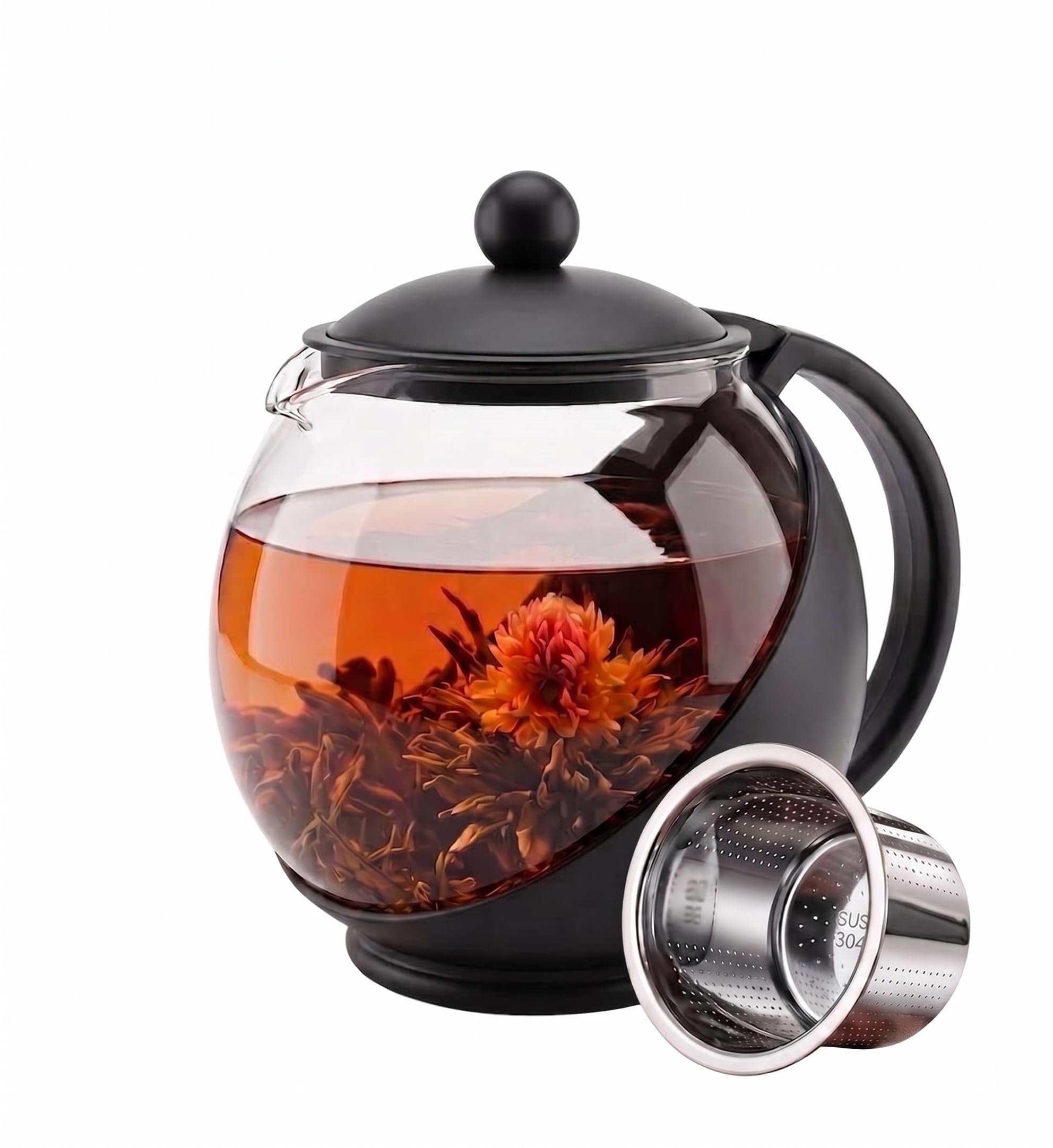 Jomop 750ml Glass Teapot with Infuser β Crystal Clear Loose Leaf Tea Maker for Personal Rituals & Small Spaces, Heat-Resistant Borosilicate Glass, Serves 2-3 Cups, Compact Design