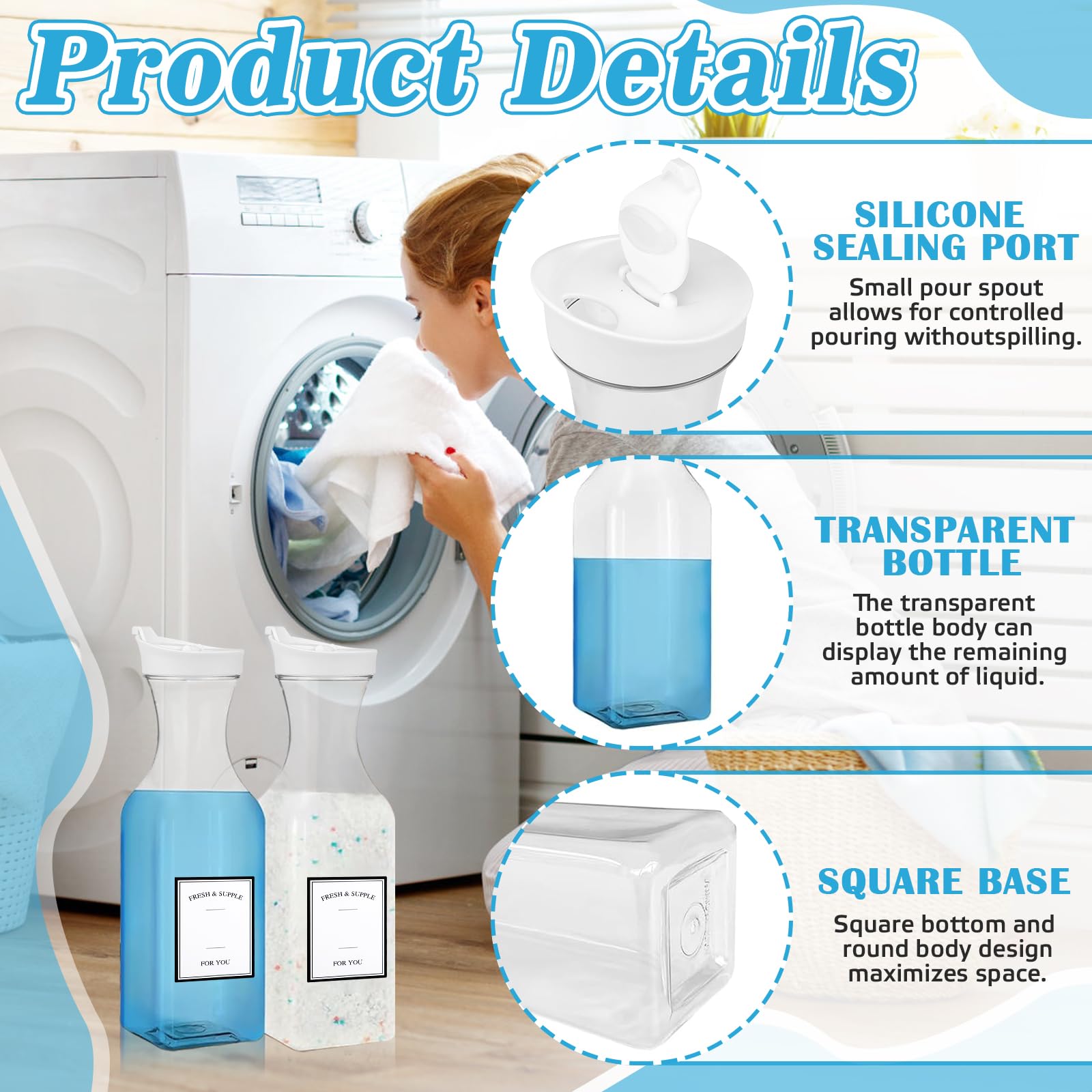 Dispenser Detersivo Lavatrice 2 Pezzi - Contenitore Ermetico Da 1500ML Riutilizzabile
