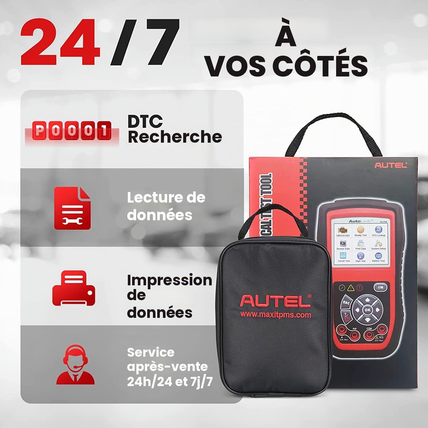 Autel AL539B Diagnostic Voiture OBDII, Scanner de Codes d'erreur