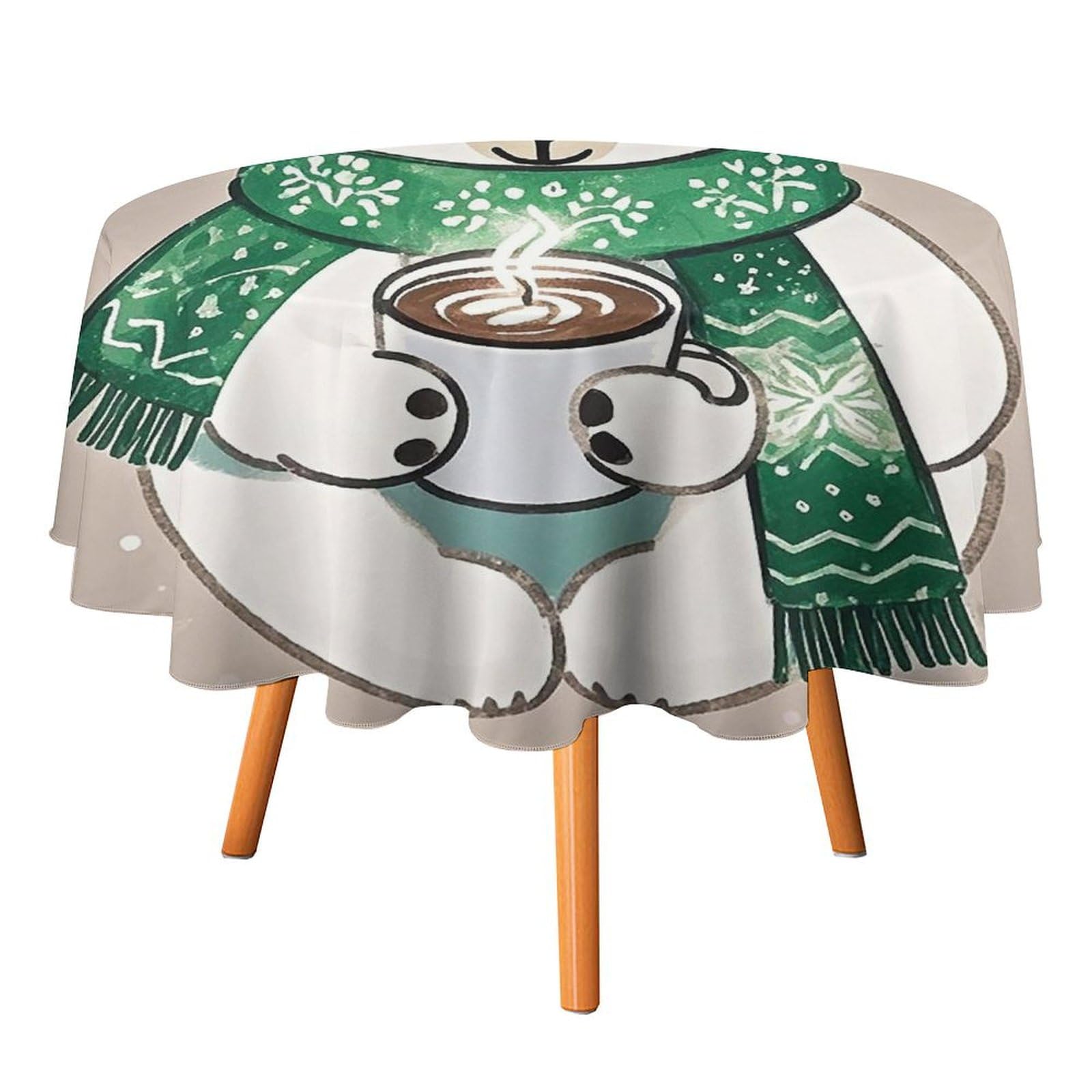 Nappe ronde lavable en machine motif ours polaire 177,8 cm