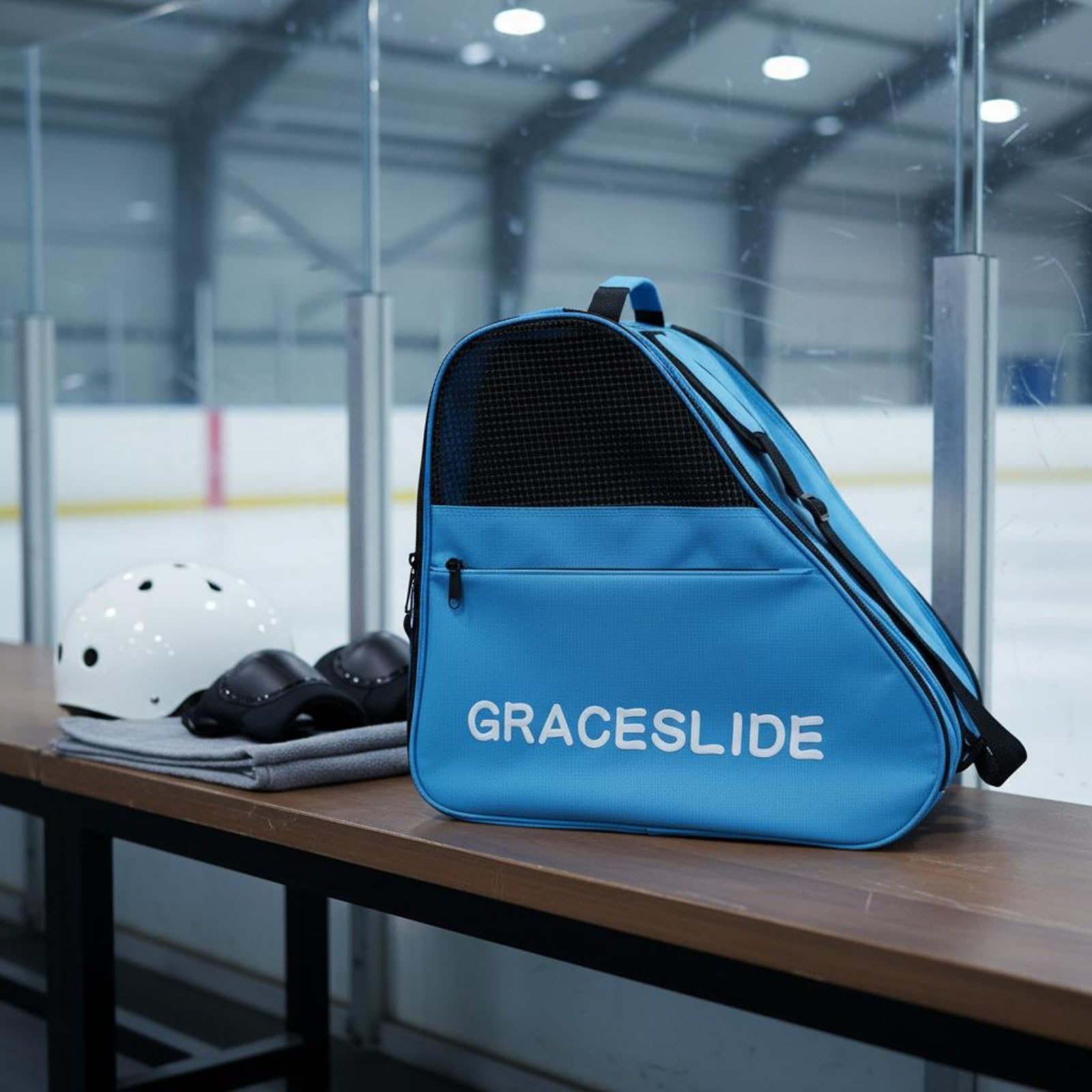 Borsa per Pattini Custodia Porta Pattini Borsa Sportiva Sacca Porta Casco Borsa Attrezzatura con Fondo Rinforzato Antivibrazione E Scomparti Separati