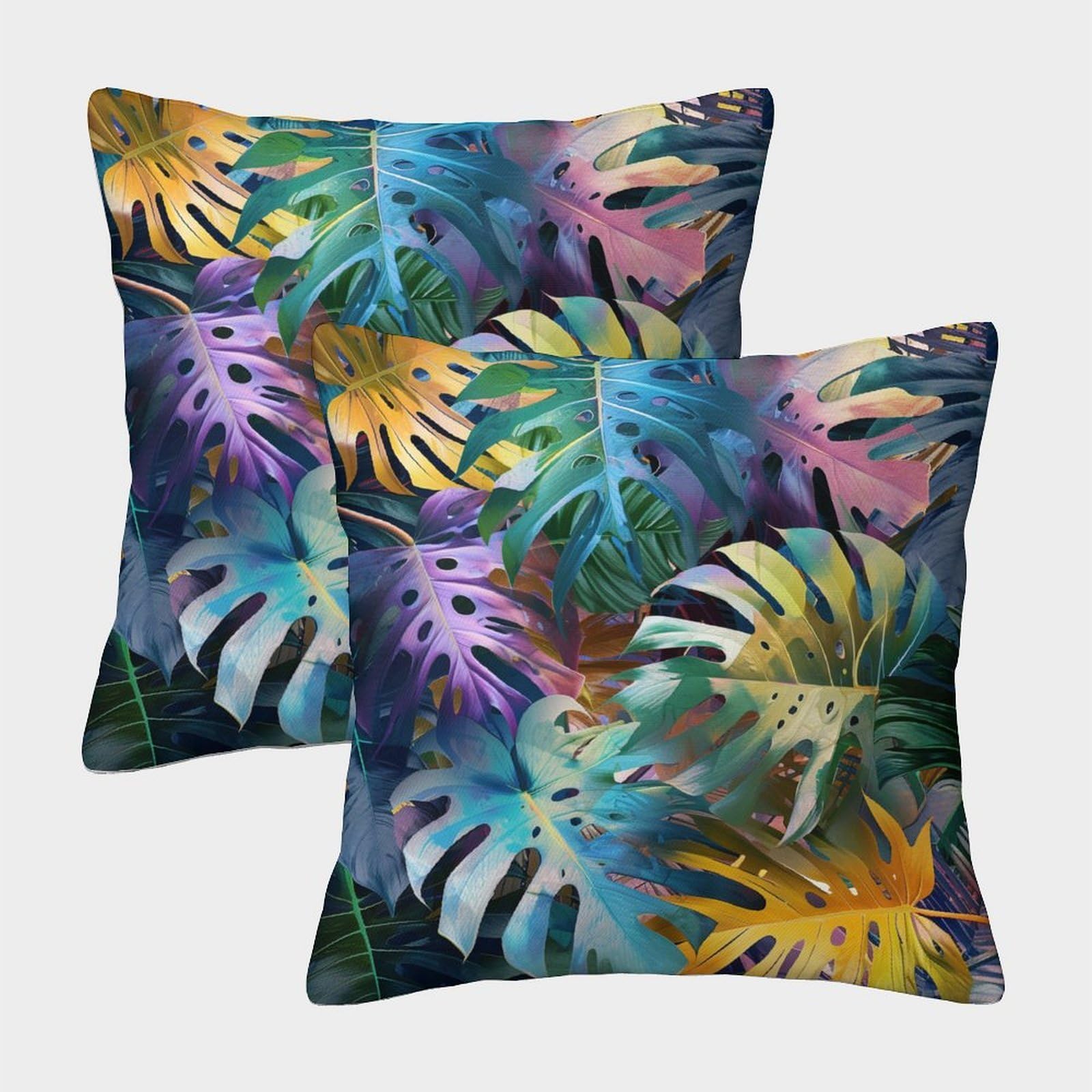 kaiyun 2 Pack 3D Colorful Jungle Cushion 3D Collage Pattern Soft Touch Pillowcase,sofa Chair Home Furnishings 50x50cm