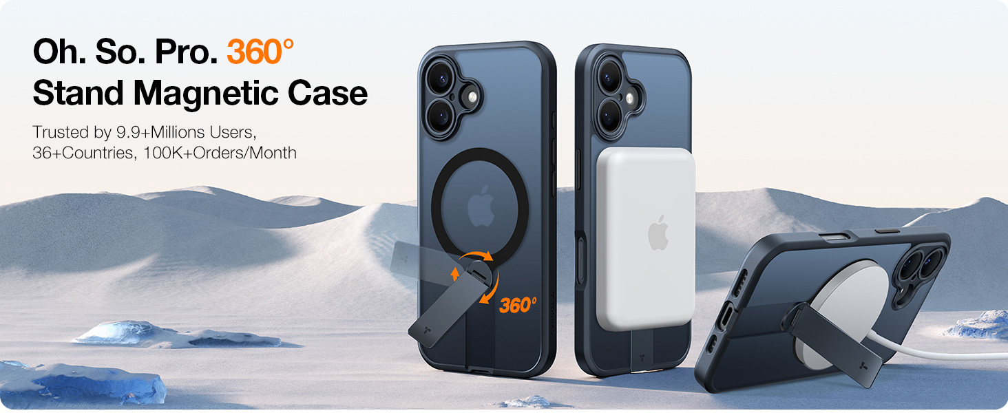 Apple - rakoji Amazon.com: TORRAS 360° Stand Magnetic Case for iPhone 16