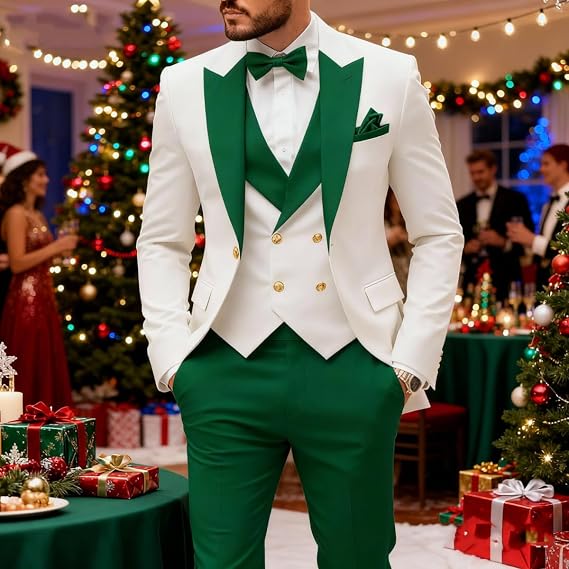 Mens Suits Slim Fit 3 Piece Tuxedo for Men Suit Wedding Prom Tux