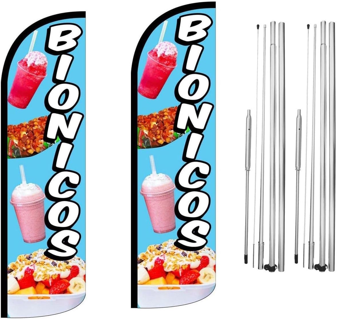Bionicos Feather Flag | 3ft W x 11.5ft H | Durable Super-Knit Polyester | Outdoor Advertising Banner Flag for Promotions