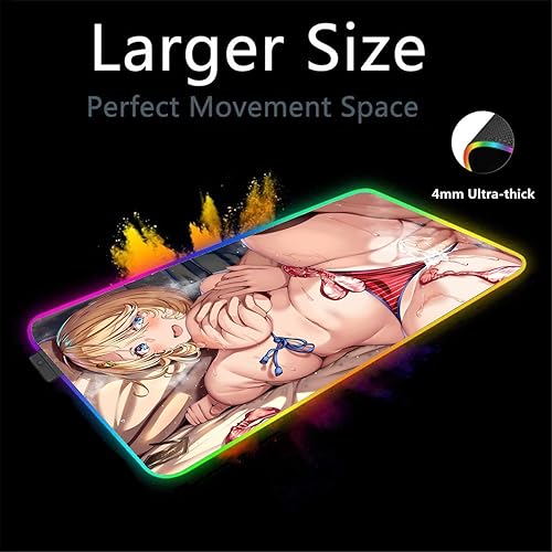 Miniatura 2 de Alfombrilla de mouse de anime para niña, sexy, XXL RGB, accesorios de juegos, alfombrilla de escritorio LED, alfombrillas de juego, alfombrillas de