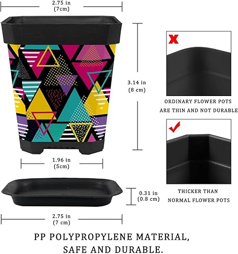 Vista 3 de Planters Plant Pots with Pallet 8-Pack Geometry Gardening Containers Flower Pots Nursery Pots