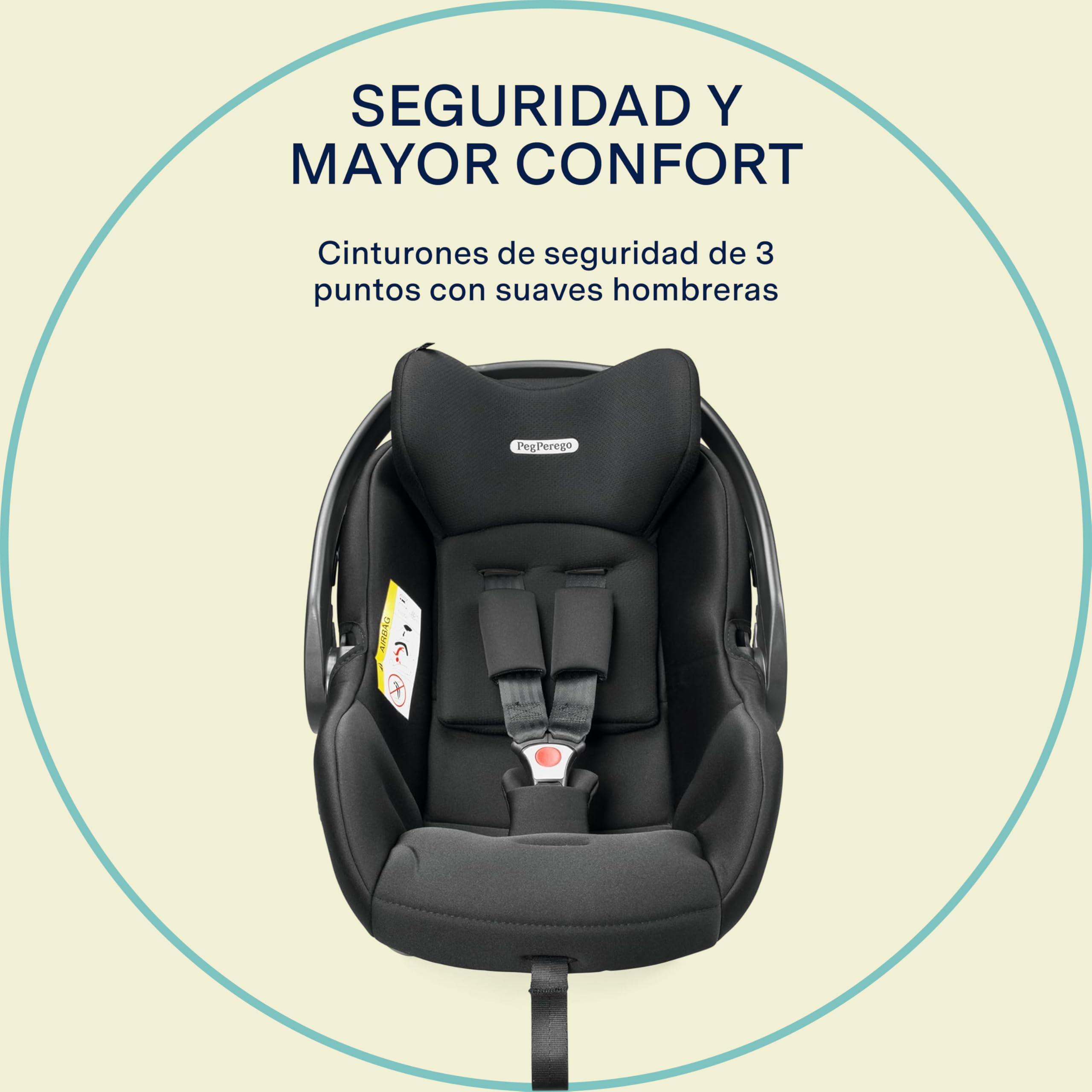 PEG Primo Viaggio Lounge Silla de Coche i-Size Recién Nacido Reclinable, 40-87 cm, 0-15 meses, 0-13 kg, Capota UPF 50+, Protecciones Laterales, Compatible con Cochecitos PEG, Onyx