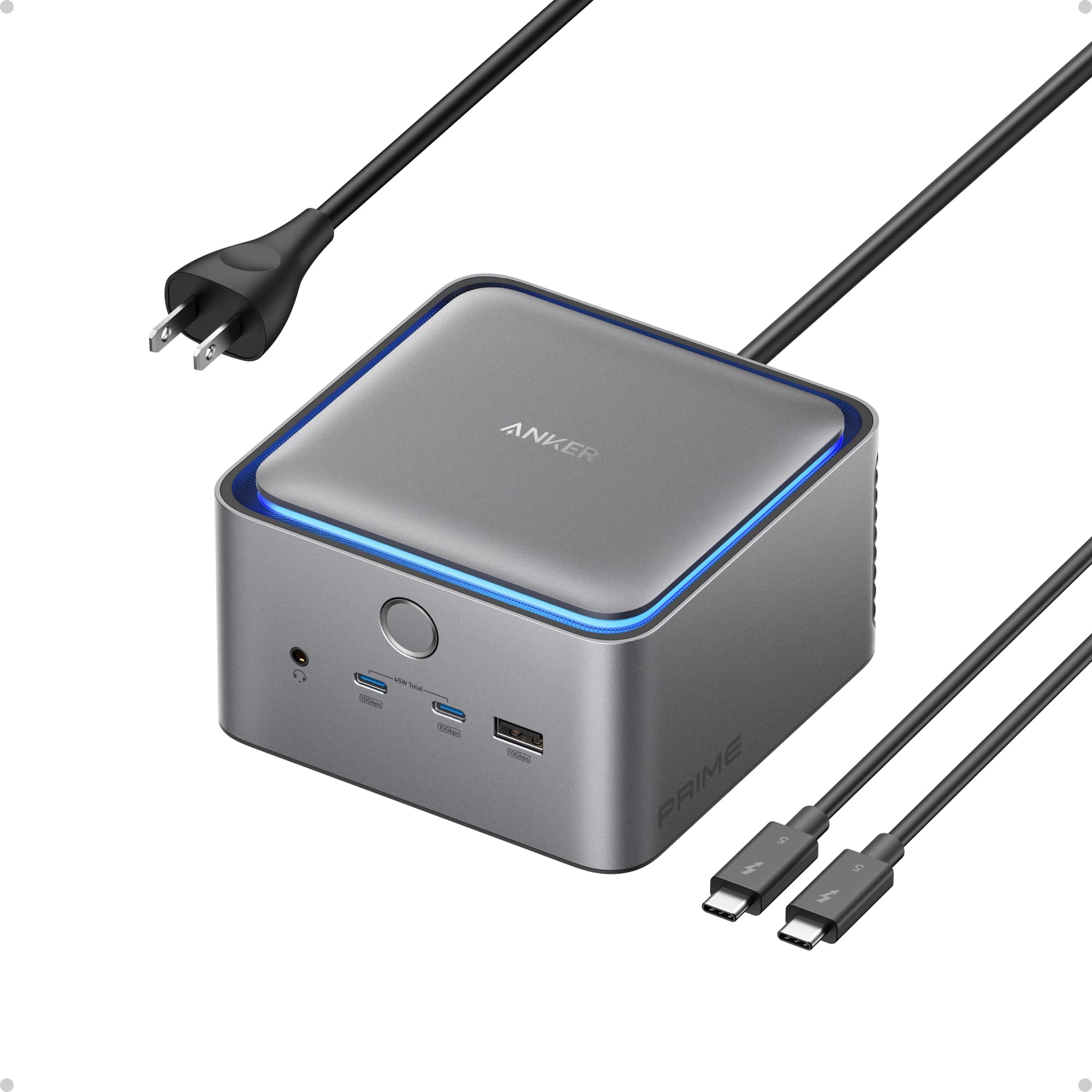 Anker Prime TB5 Docking Station 14-Port Thunderbolt 5 Docking Station Max Charge 140W Transfer 120Gbps Ambient LED Lighting Cooling System Up to 8K Display for Thunderbolt 5/4 Laptop