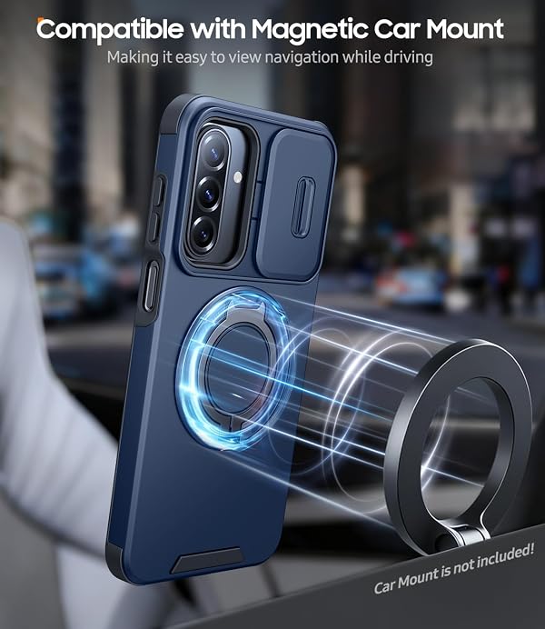 JAME for Samsung Galaxy A17/A16 5G Case, Ring Holder Stand, Slide Camera Cover, 2 Pack Screen Protectors, Dual-Layer Shockproof Protective, Magnetic Accessory Friendly Galaxy A16/A17 4G Case, Blue by JAME - Image 4