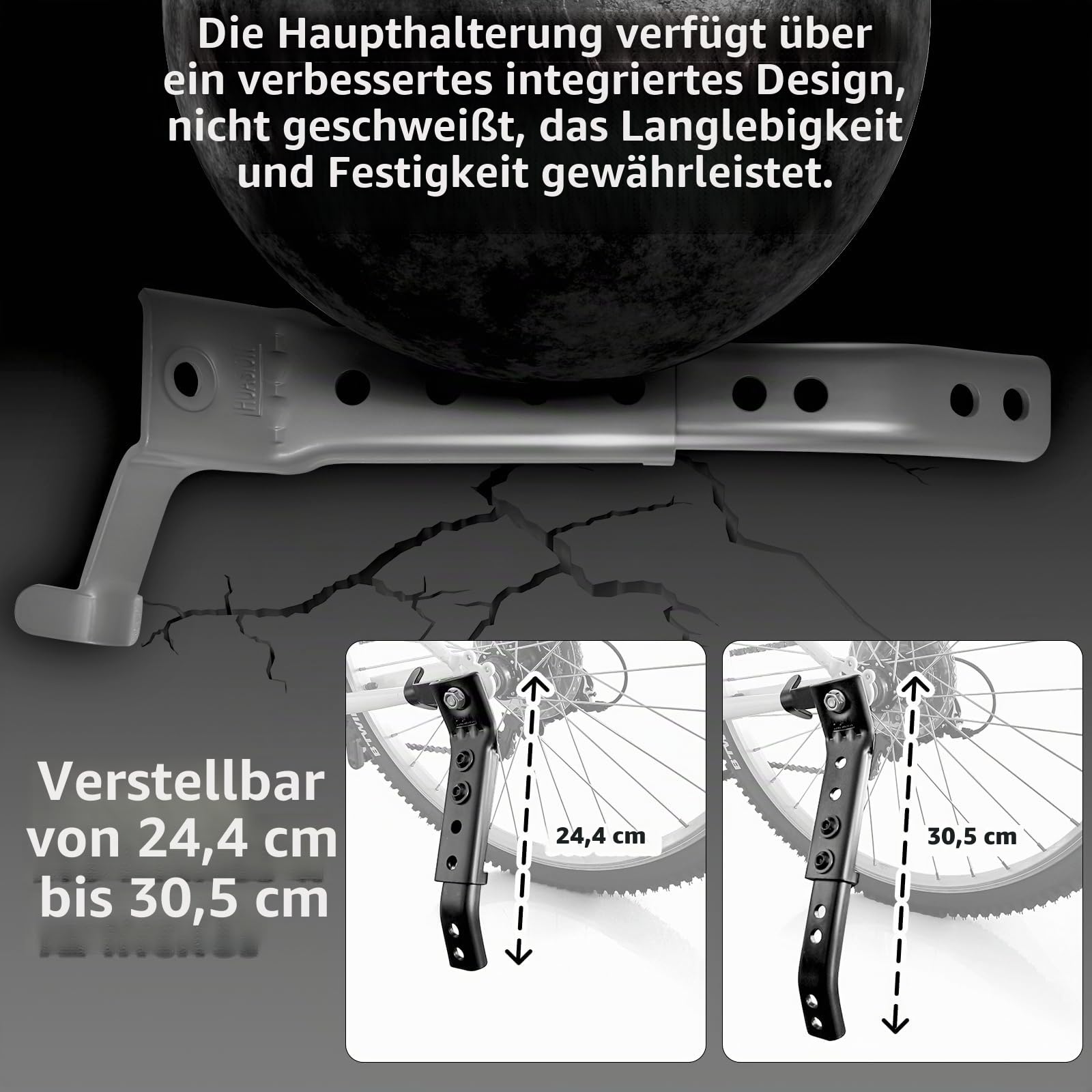 Verstellbare Fahrrad-Trainingsräder für Erwachsene, passend für 24-28-Zoll-Fahrräder, Stahlkonstruktion, schwarz, 1 Paar – sicheres und stabiles Lernen
