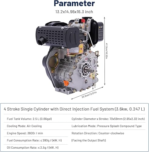 Vista 27 de Motor de gas de 7.5 HP, motor de gasolina de grado industrial de 4 tiempos, 210 CC OHV, eje horizontal, retroceso/arranque de tracción, motor