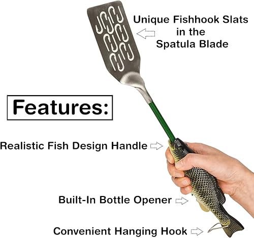 Miniatura 2 de Gibson Espátula para barbacoa de pescado, incluye abridor de botellas y práctico gancho para colgar