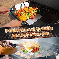 Vista 5 de Kit de accesorios para parrilla BBQ - Juego de 20 herramientas de barbacoa de acero inoxidable para Blackstone con espátula de parrilla, cubierta