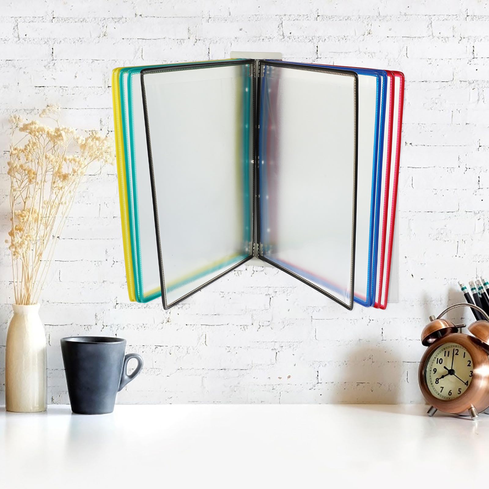 ULTECHNOVO Porta Libri da Parete in Pvc e Metallo Struttura Semplice per Organizzare Documenti e Cartelle, per Scuole e Sale Riunioni, Organizer da Muro Funzionale