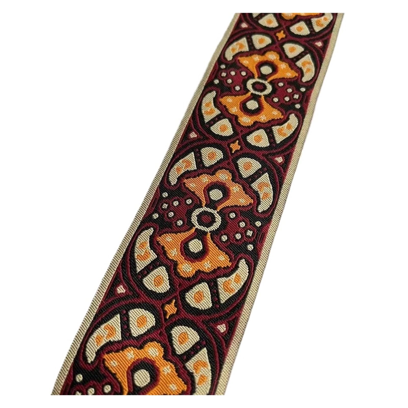 cinta retrógrada, Cinta de poliéster jacquard tejida for ropa, bolsos y diseño de tótem, color naranja, 5 cm (10 yardas)