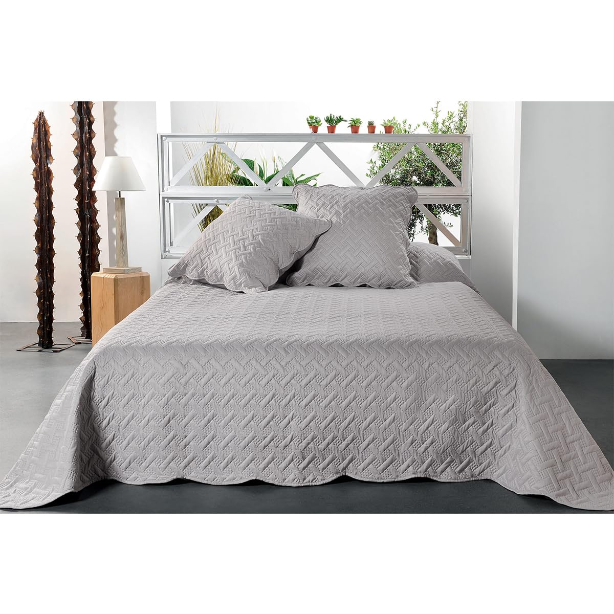 Bouti Linder contemporáneo gris claro de 230x250 cm para cama de matrimonio 1