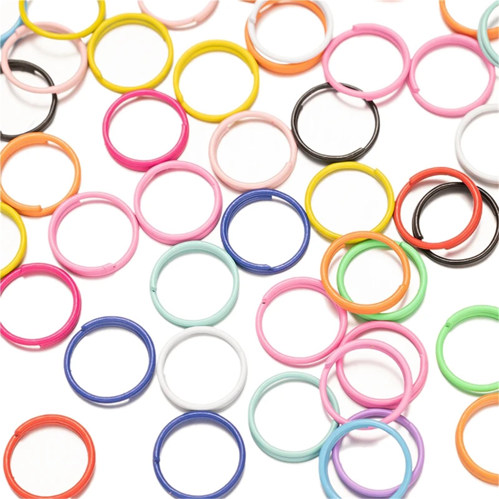 Farbige Binderinge zur Schmuckherstellung, 2000 Stück, 8/10 mm, bunte Metall-Binderinge, Doppelschlaufen, Schlüsselanhänger, Verbindungsstück für DIY-Schmuckherstellung, Zubehör (0,7 x 10 mm)
