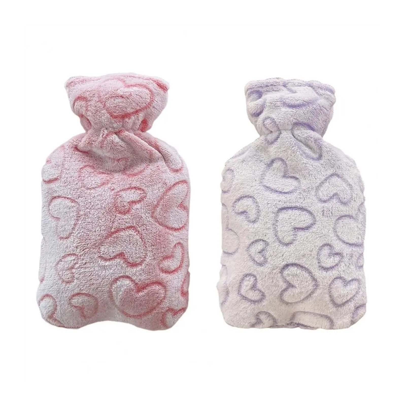 Wärmflasche, 1000ml Warmwasserbeutel Gestrickter Bezug Verdickter Wassereinspritzgummi(Roze)