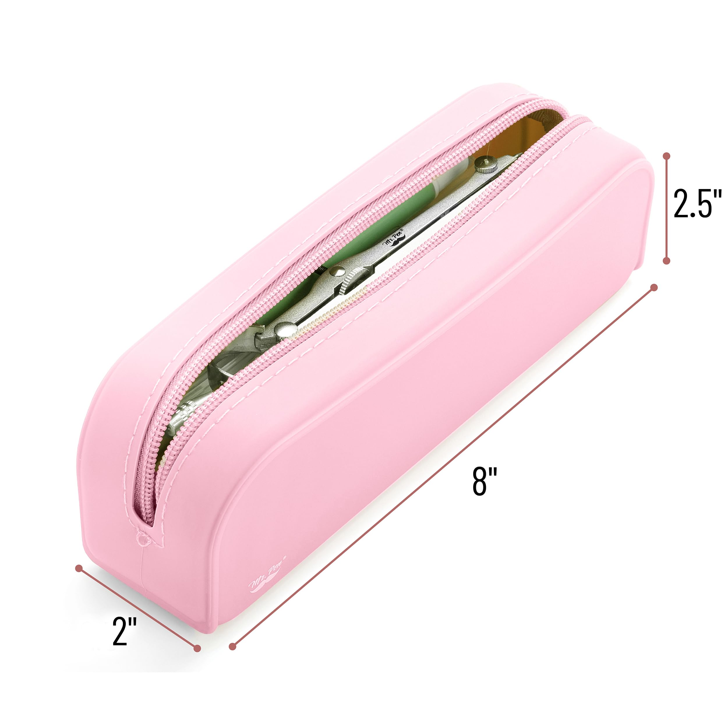 Mr. Pen Silicone Pencil Case, Light Pink, Pencil Pouch Aesthetic, Compact, Single Compartment - Image 2