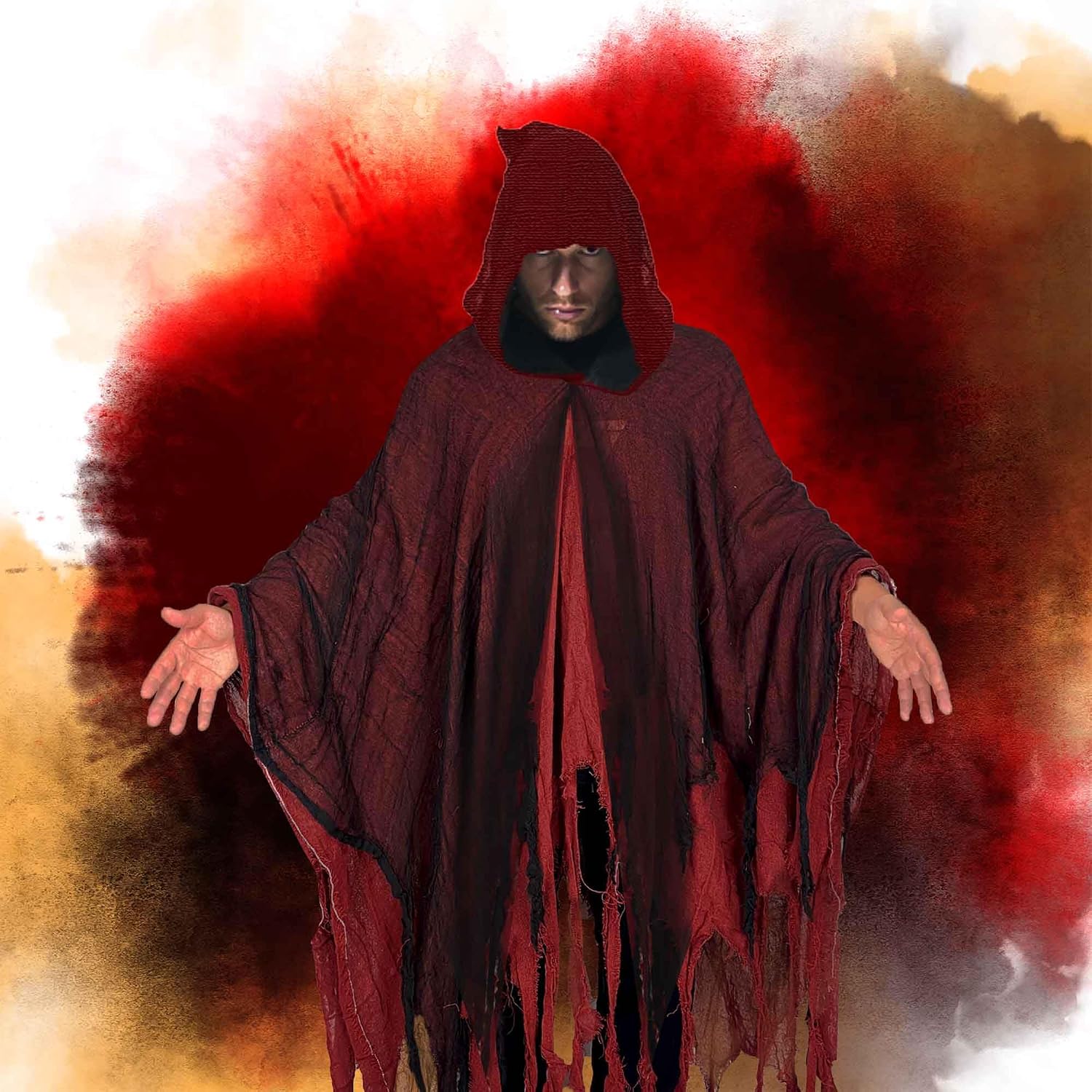 Halloween Hooded Cloak Medieval Renaissance Cloak Wizard Robe with Hooded for Adult Linen Hooded Cloak