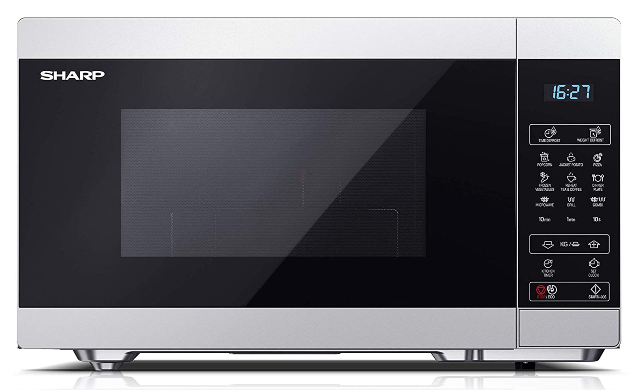 SHARP YC-MG02ES - Horno microondas 20 litros, con función grill, programa de descongelación, 11 niveles de potencia, función temporizador, plato giratorio incluido