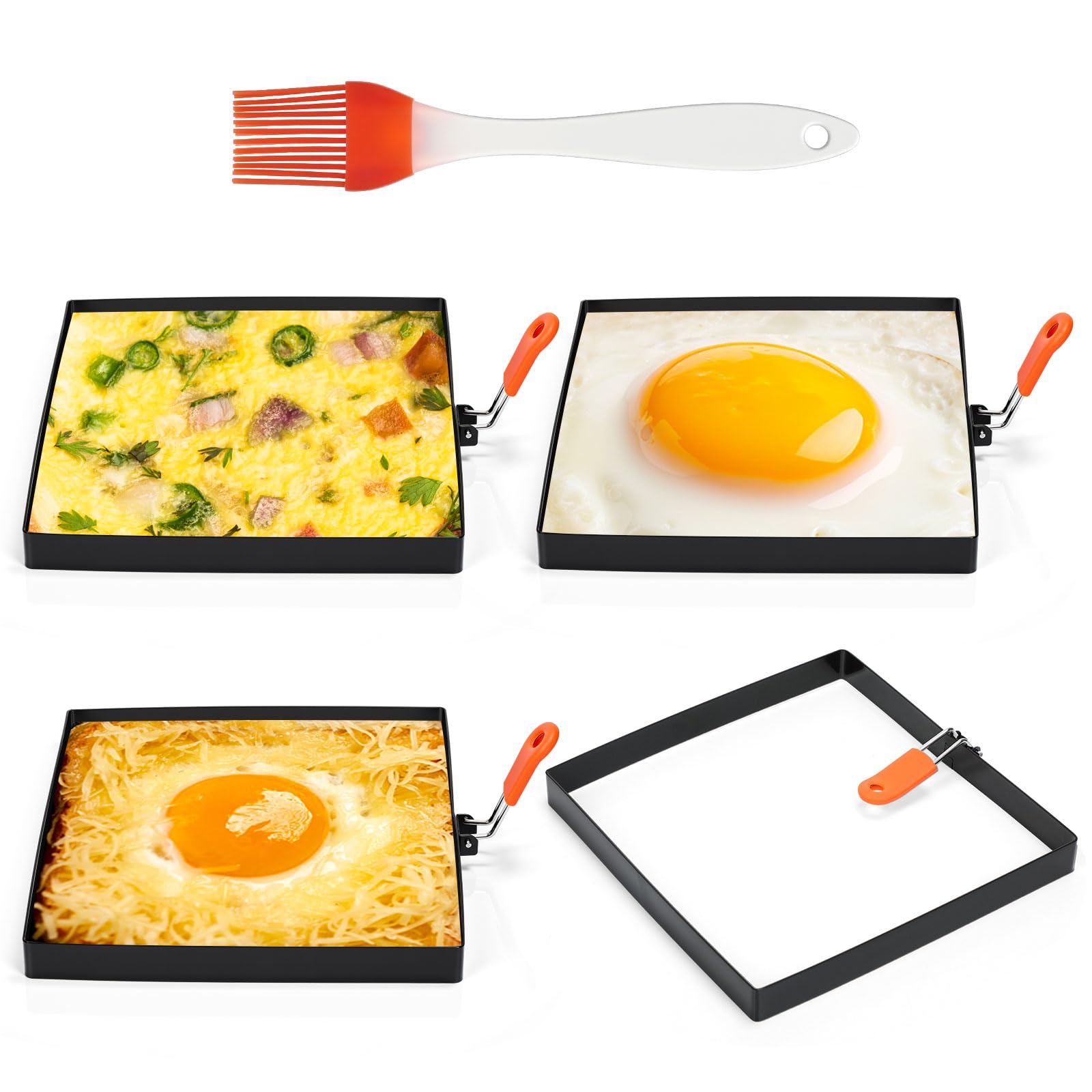 Moule à œuf inox Patelai lot de 4 pour réussir de parfaits sandwichs et omelettes maison