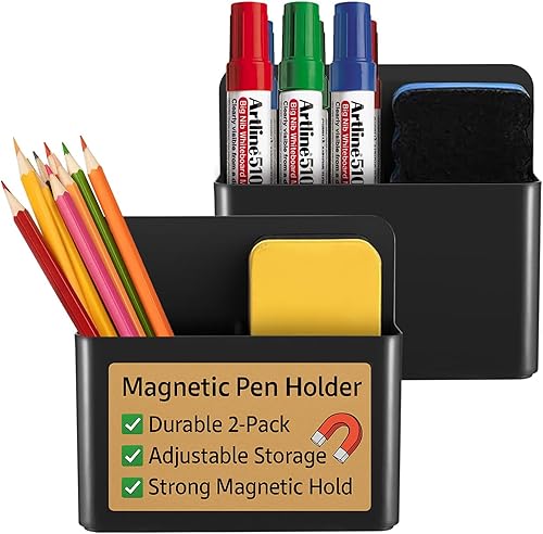 EZ COZY Soporte magnético para bolígrafo, paquete de 2 soportes magnéticos de borrado en seco, soporte para marcador de pizarra blanca, soporte