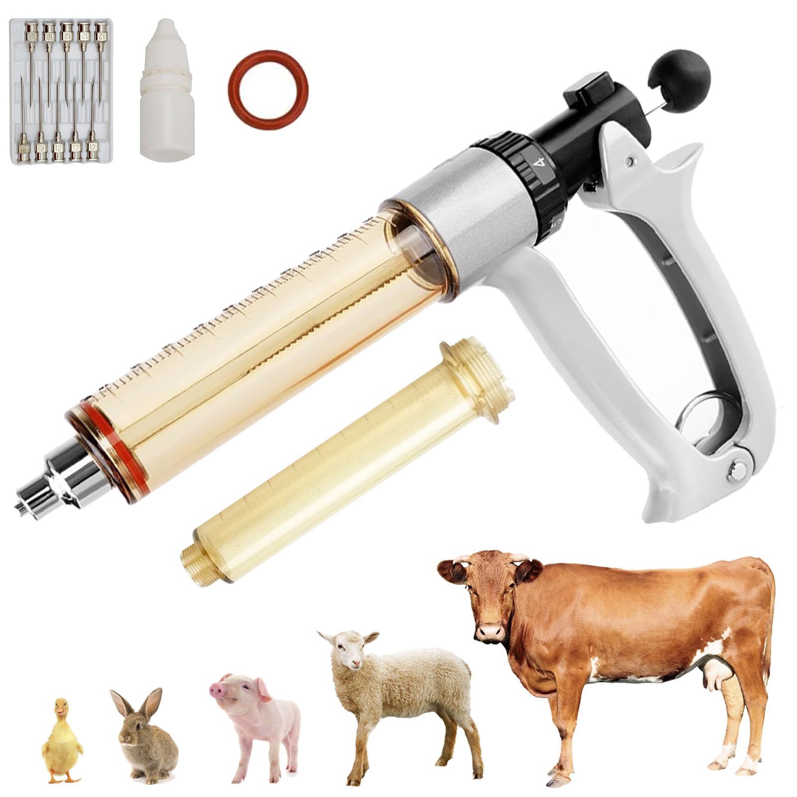 Siringa Per Iniettore Regolabile Semiautomatica Da, Dispositivo Di Dosaggio Regolabile Dispenser Per Medicina Veterinaria Pompa Per Siringa Di Precisione Regolabile Da 0,5 Ml A 2,5 Ml, per Bestiame