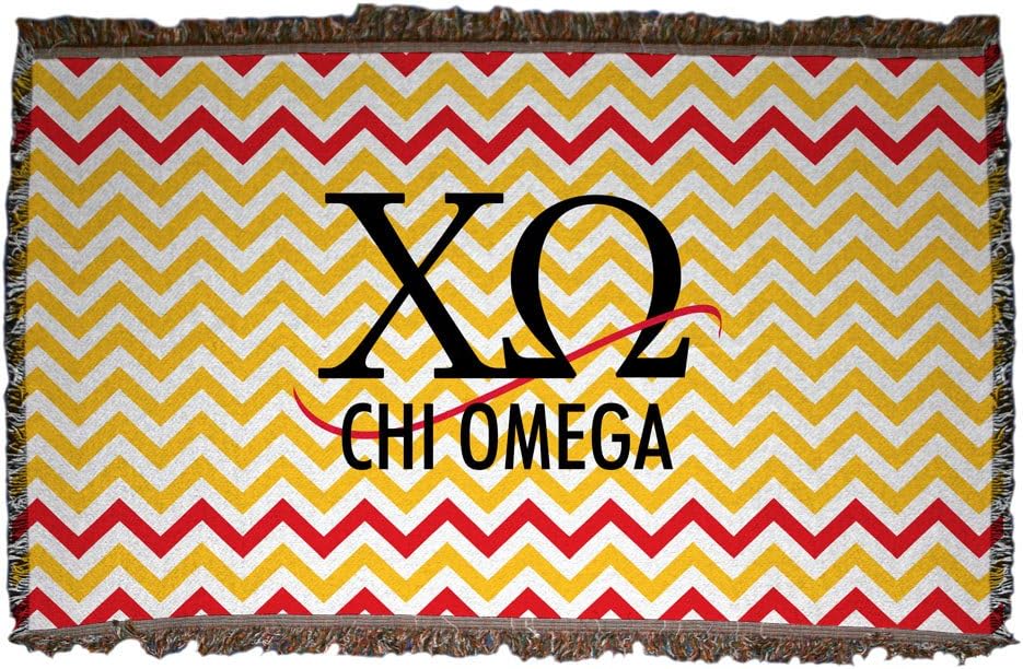 VictoryStore Blanket - Chi Omega Woven Blanket, Chevron Stripe Design
