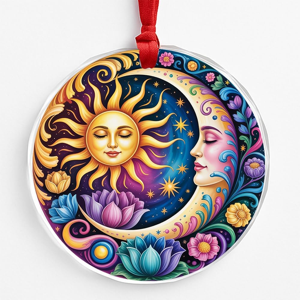 Moon Sun Glass Ornament – Handcrafted Hanging Decoration, Elegant Celestial Keepsake with Unique Sun and Moon Design, for Home, Spiritual Décor, or Holiday Tree - Image 4