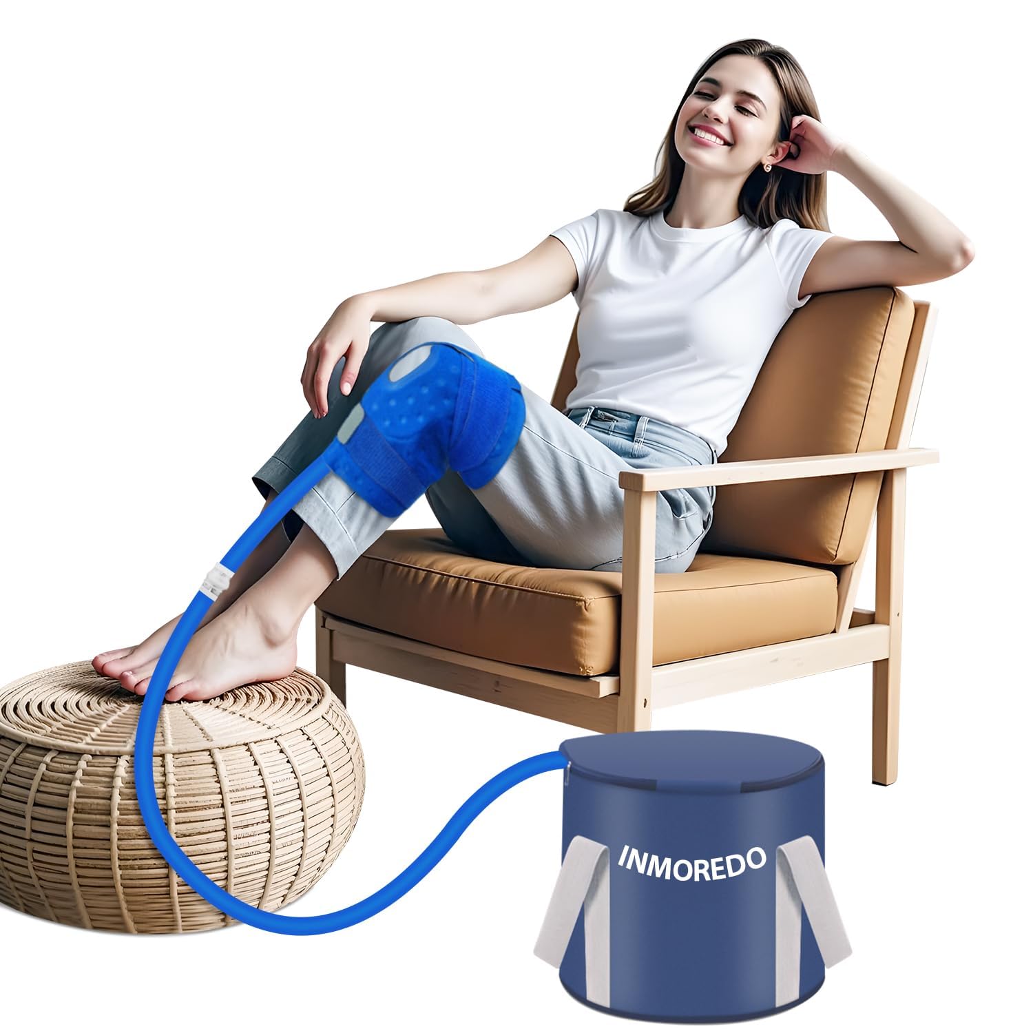 Inmoredo Cold Therapy System Ice Machine System for ACL Knee Surgery Recovery - Quiet Pump, Flexible Kit, Portable, Knee Ice Machine, Ideal for Sports Injuries, Pains, Strain & Stiffness, Sprain