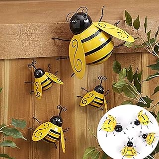Metal Bumble Bee Decorations, Garden Decorations Wall Art Bee 3D Sculpture Ornament, Bumble Bee Metal Garden Ornaments Outdoor Lawn/Bar/Bedroom/Living Room/Shop Wall Hanging Bumble Bee Decor