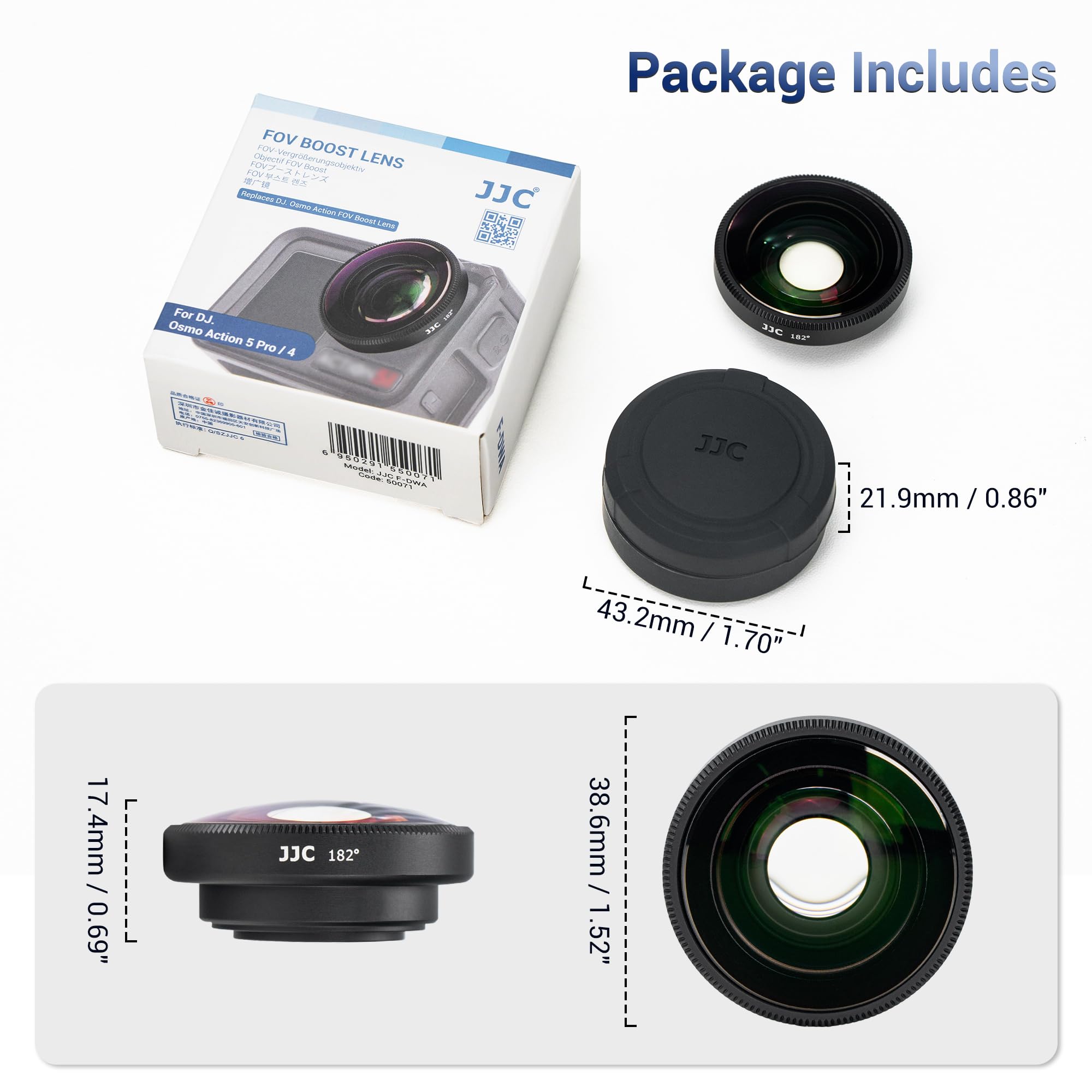 Osmo Action 5 Pro 4 Objectif grand angle pour DJI Osmo Action 5 Pro/4 avec boîte de filtration, objectif grand angle FOV 182°, verre optique HD multicouche avec cadre en aluminium