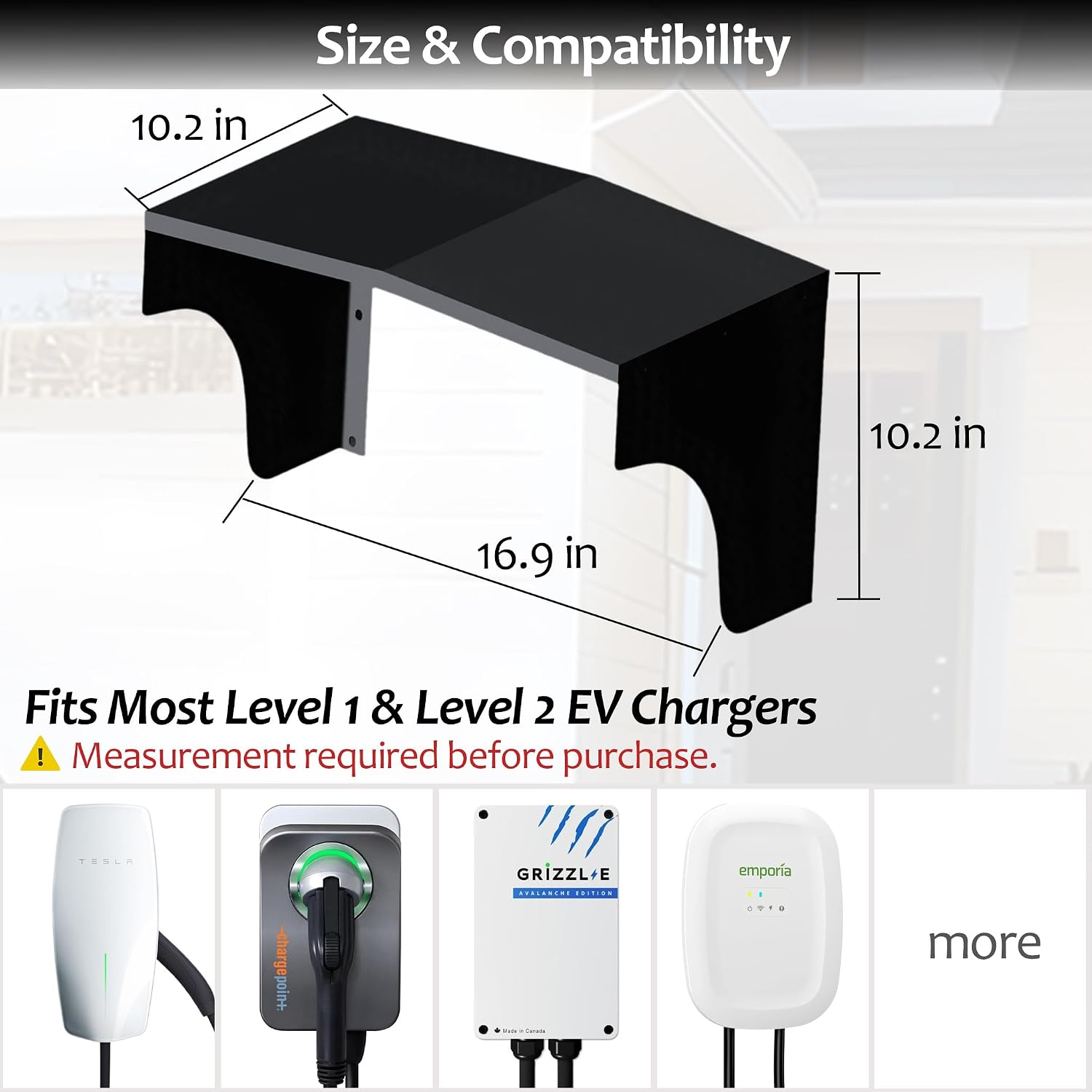 EV Charger Protective Cover - 16.9"x10.2"x10.2" Weatherproof and UV-Resistant, Electric Vehicle Charger Protective Roof with Hook for Cleaning Cloth, Free Cloth Included