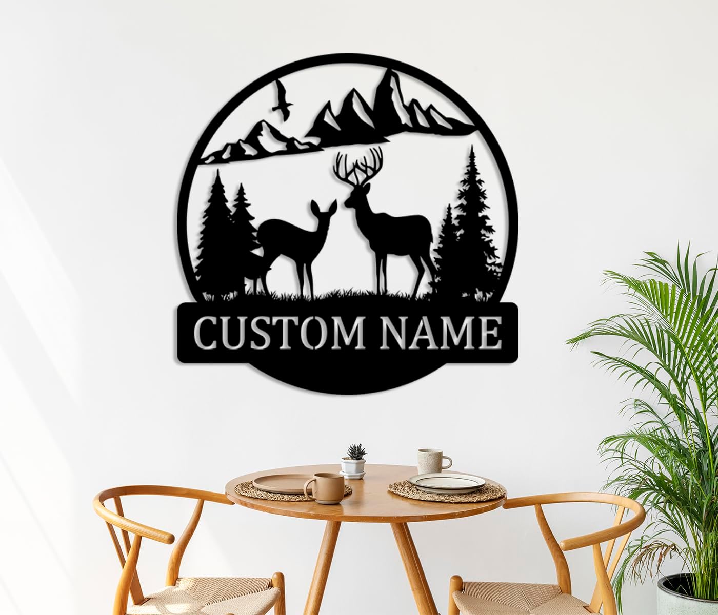 Personalized Outdoor Metal Deer Sign, Personalized Metal Family Name Wall Art Decor, Last Name Signs, Presents for Farmer, Cottage Decor, Cabin Decor