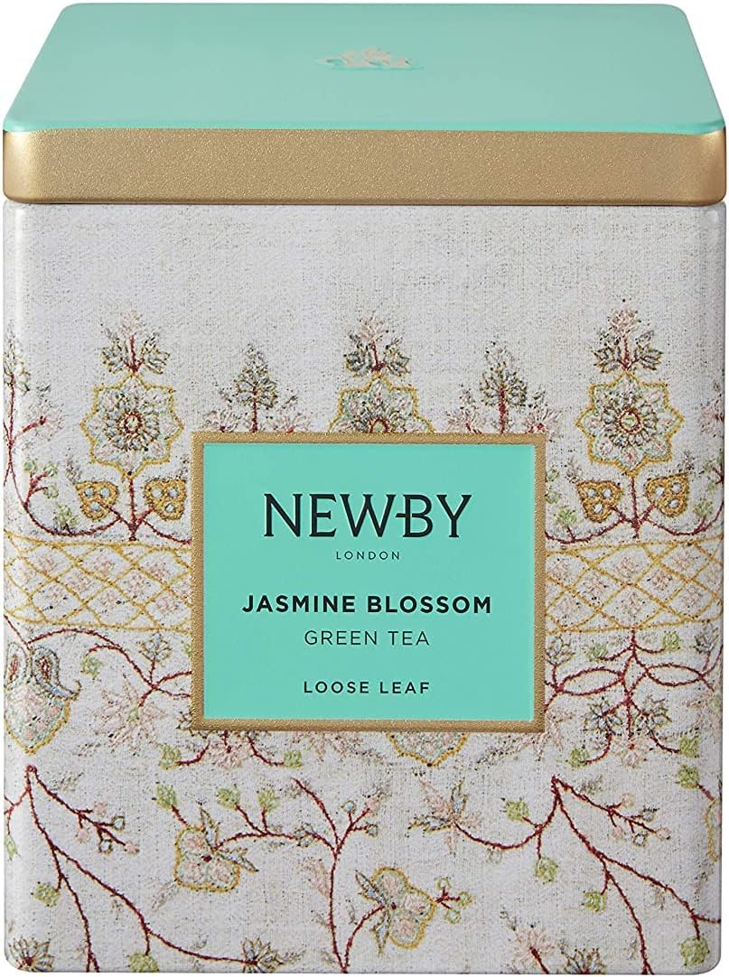 Newby Jasmine Blossom Green Tea Loose Leaf Caddy | Fine Green Tea Leaves & Scent of Natural Jasmine Flower | 125g