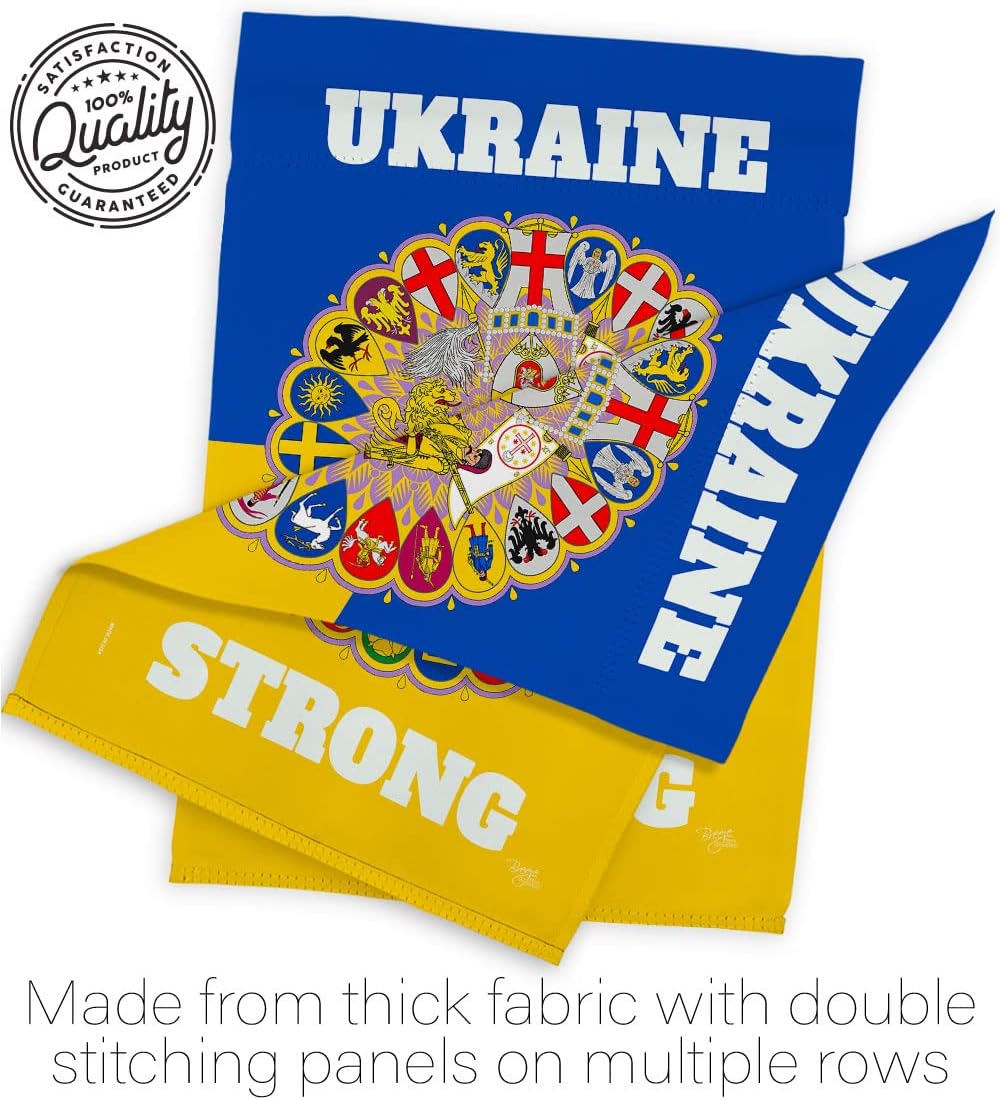 Breeze Decor Ukraine Strong House Flag Support Cause Decoration Banner Small Garden Yard Gift Double-Sided, Made in USA