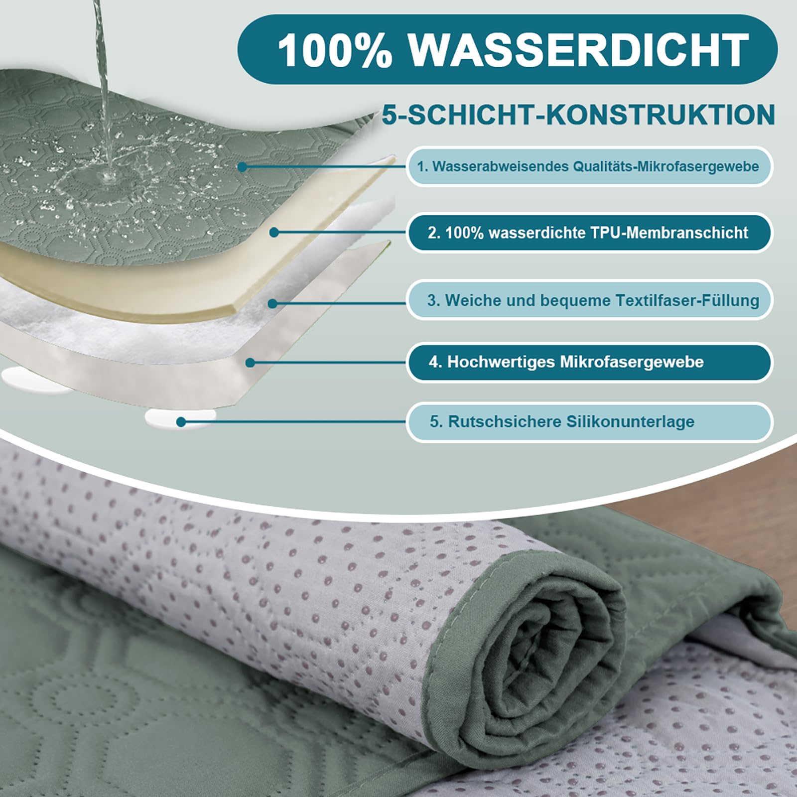 BellaHills 100% Wasserdicht Sofabezug Ecksofa l Form(205cm) Sofa Überzug Couchbezug Eckcouch Sofaschutz Sofaschoner rutschfest Sofabezüge, Lilienkissen
