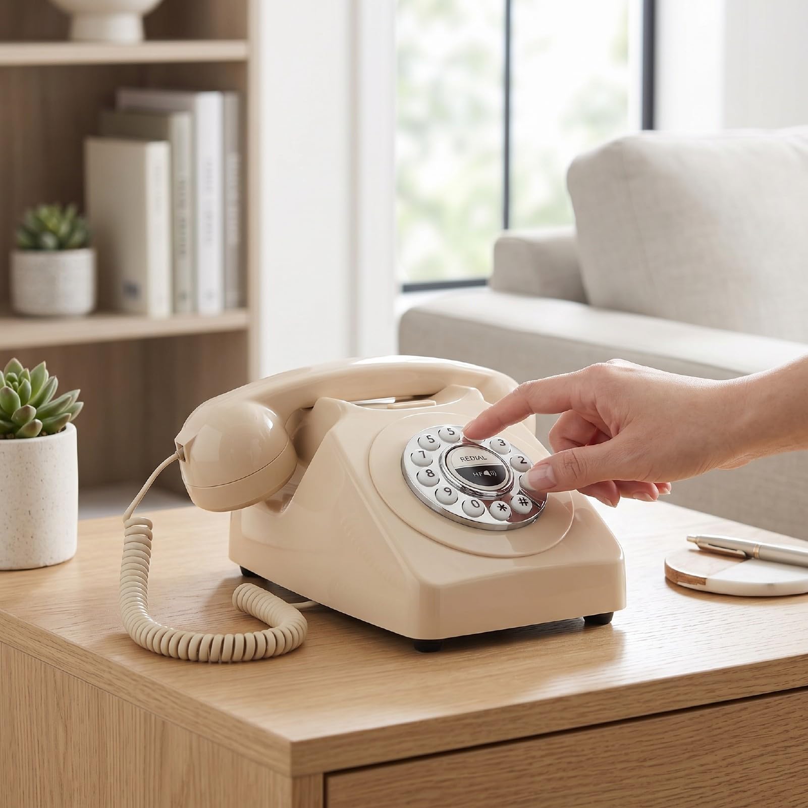 Sxhlseller Teléfono Bluetooth Retro Vintage, Teléfono Fijo Inalámbrico con Altavoz Bluetooth para Conexión de Inteligente en Casa y Oficina