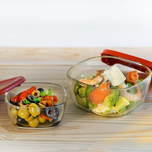 Miniatura 6 de HARIO KST-2012-R Contenedor de almacenamiento de vidrio resistente al calor, fabricado en Japón, rojo, 3 piezas